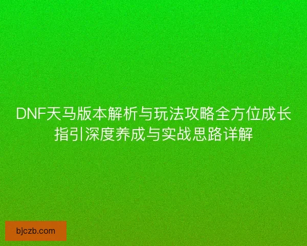 DNF天马版本解析与玩法攻略全方位成长指引深度养成与实战思路详解